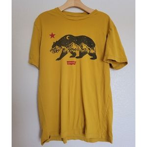 Levis mustard yellow and bear graphic tee